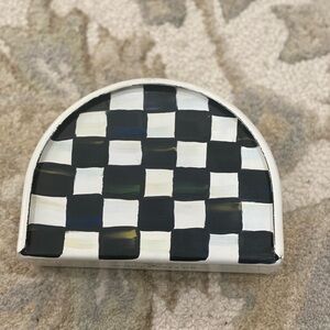 MacKenzie-Childs Black and White Courtly Check Napkin Holder WITH Naplins